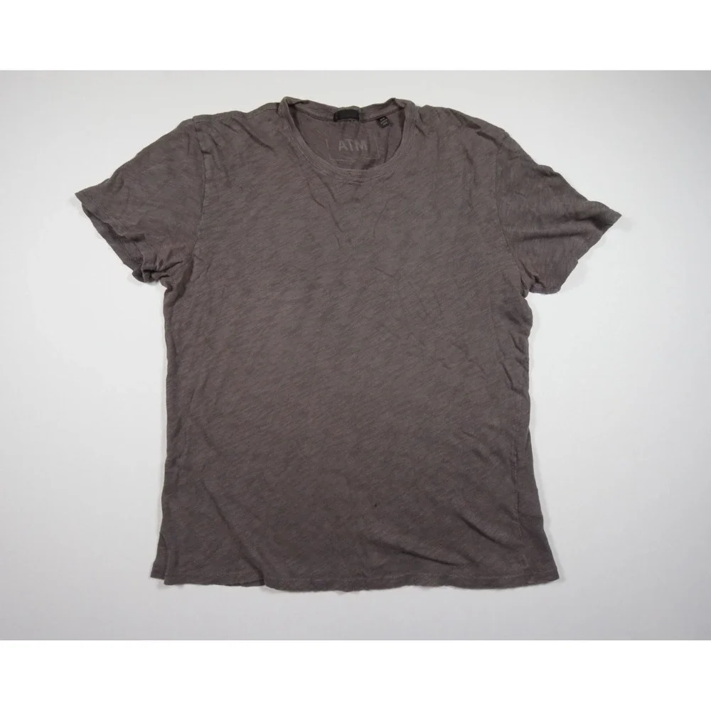 ATM Shirt Mens Medium Gray Short Sleeve Crewneck Slub Jersey Tee Adult Casual